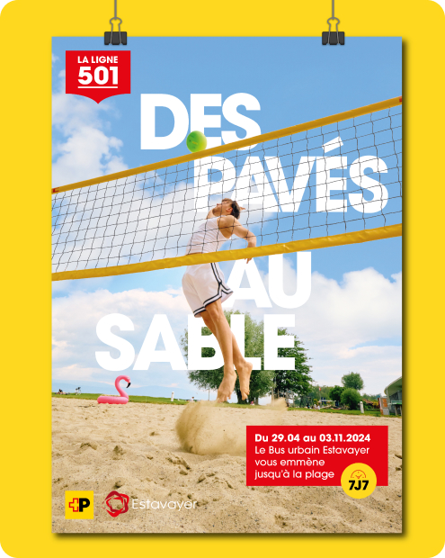 Campagne affichage été pour CarPostal - Ville d'estavayer agence audace volley