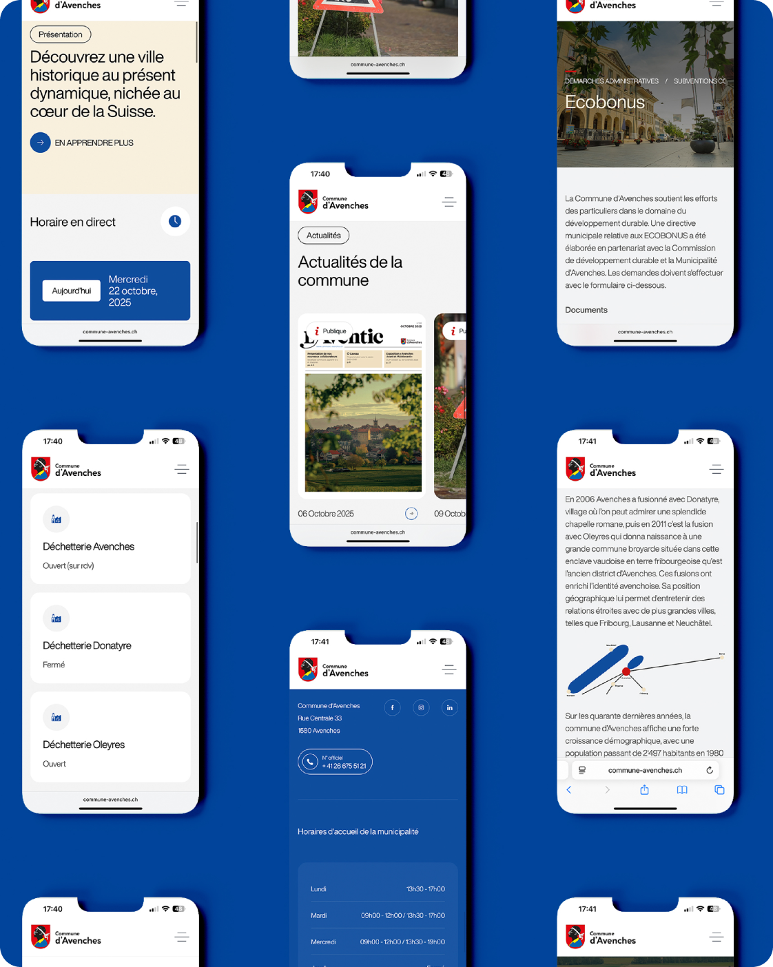 Section actualités du site de la Commune d’Avenches, interface intuitive et lisible